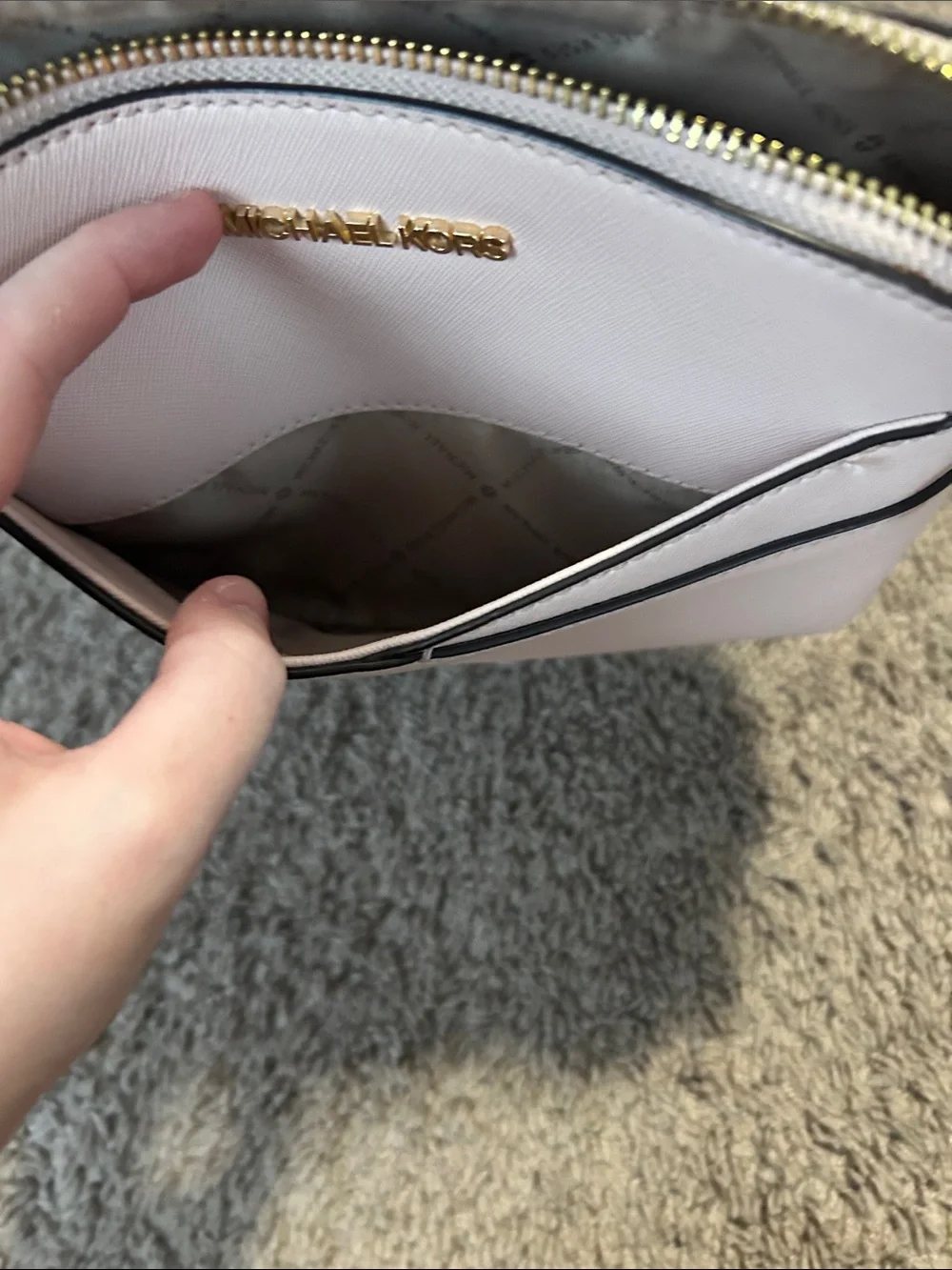 Michael Kors Light Pink Crossbody with Gold Chain Strap